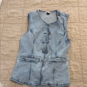 American Eagle Outfitters Light Blue Denim Vest